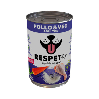 Alimento Húmedo en Lata para Perro Adulto The Respect Company Pollo y Vegetales 410 g (Individual)