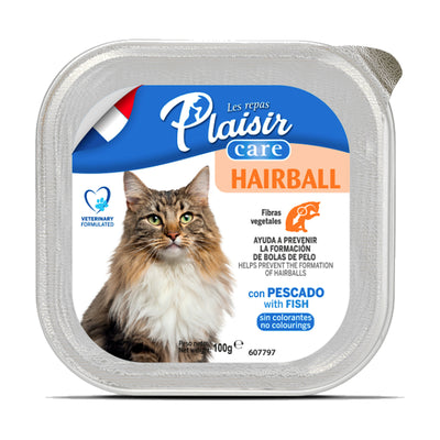 Caja de Alimento Húmedo para Gato Adulto Hairball Les Repas Plaisir Paté Pescado 12 Piezas de 100g