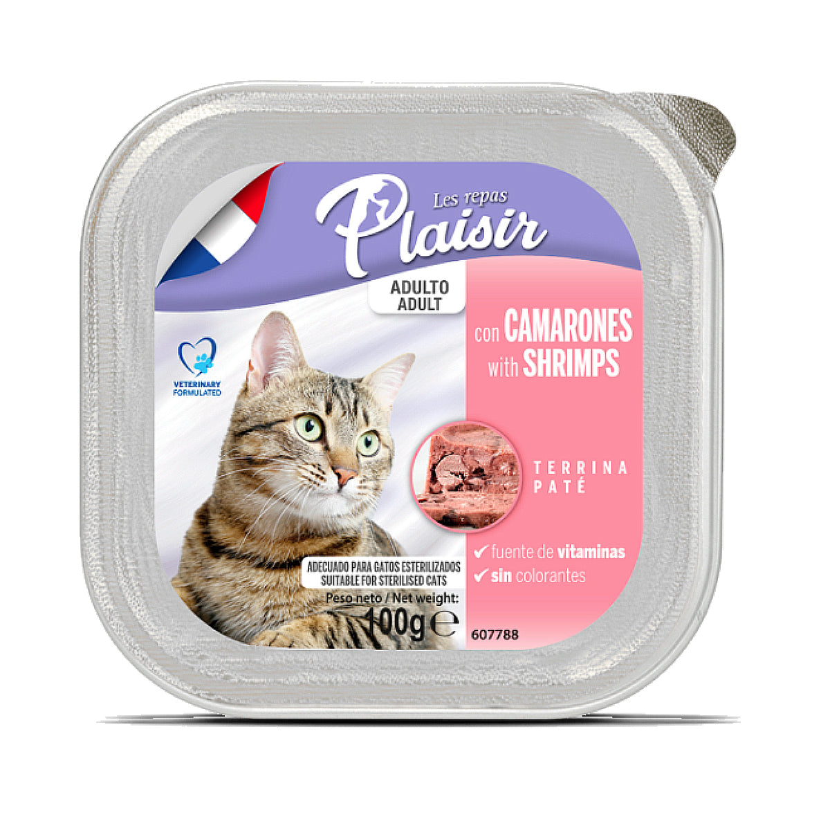Caja de Alimento Húmedo para Gato Les Repas Plaisir Paté Camarones 12 Piezas de 100g