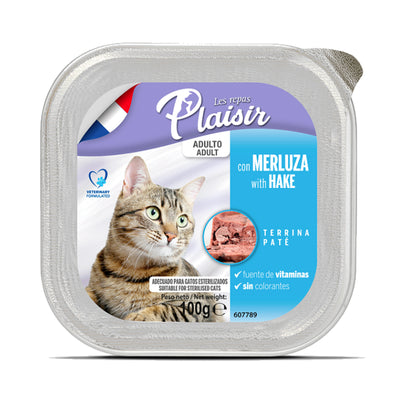 Caja de Alimento Húmedo para Gato Adulto Les Repas Plaisir Paté Merluza 12 Piezas de 100g