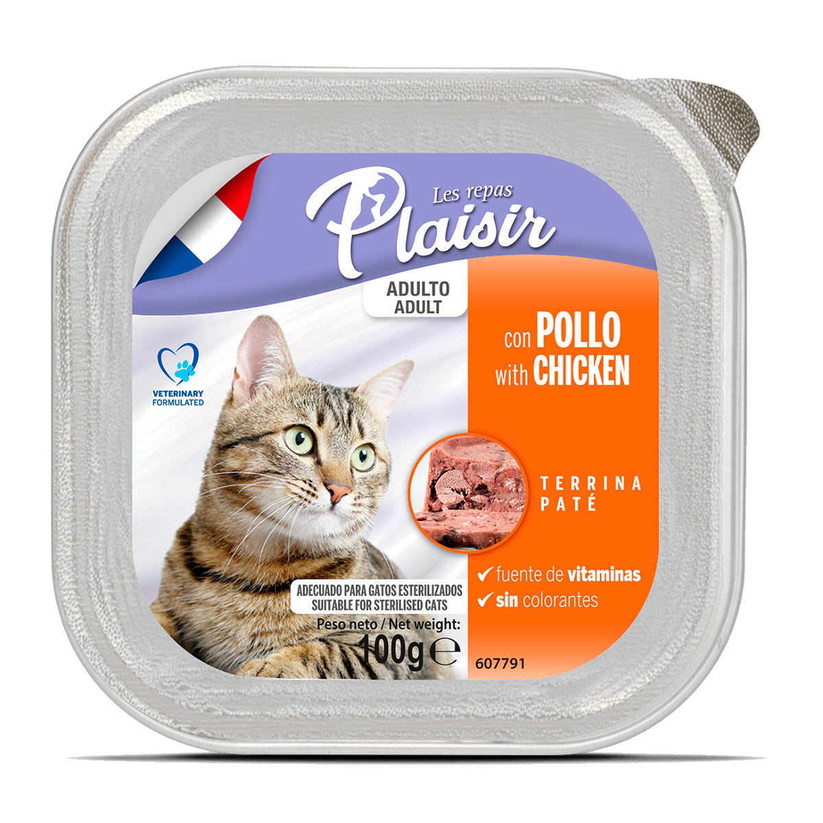 Caja de Alimento Húmedo para Gato Adulto Les Repas Plaisir Paté Pollo 12 Piezas de 100g