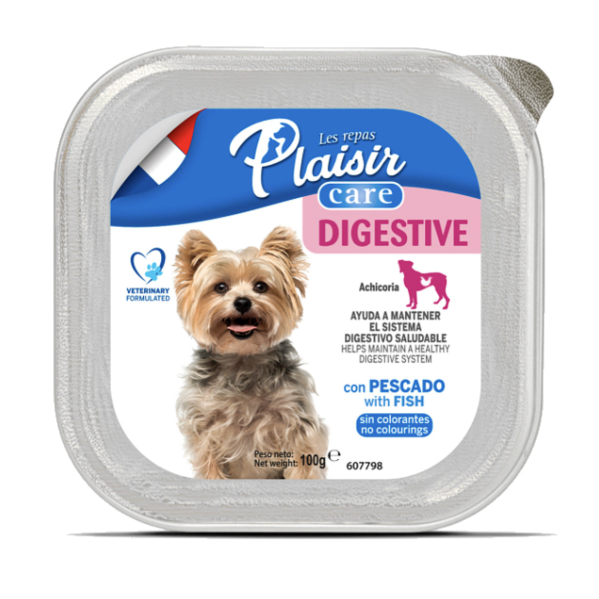 Caja de Alimento Húmedo para Perro Adulto Les Repas Plaisir Digestive Paté Pescado 12 Piezas de 100g