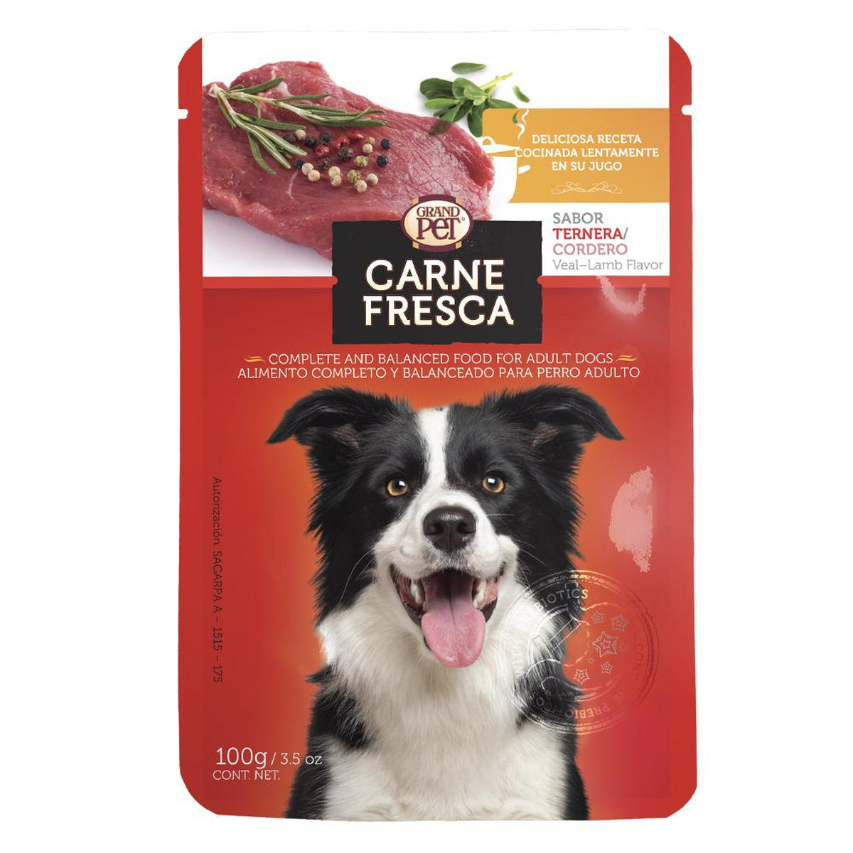 Alimento en Sobre para Perro de Ternera y Cordero Carne Fresca (Individual)