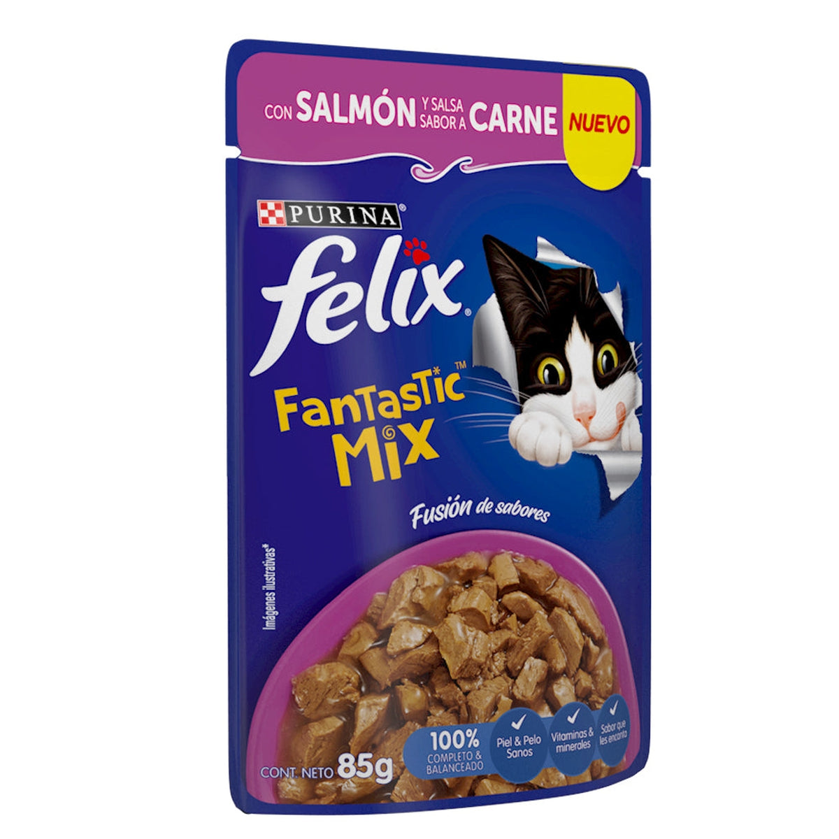 Purina Felix Fantastic Mix con Salmón y Salsa Sabor Carne 24 Pouches