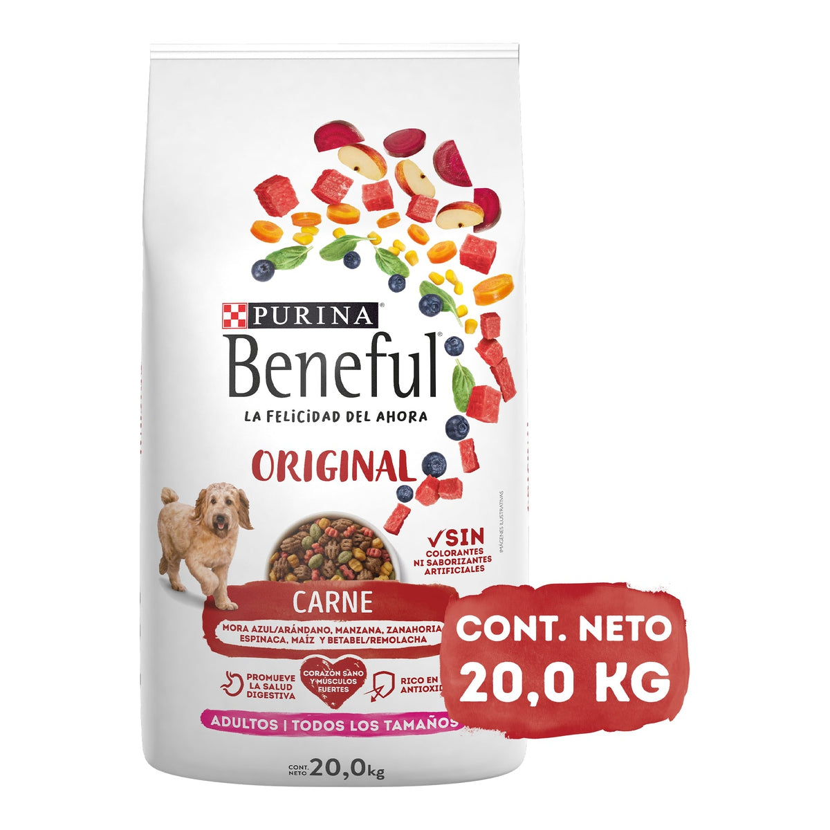 Alimento para perro adulto Purina Beneful Original Carne 20 kg